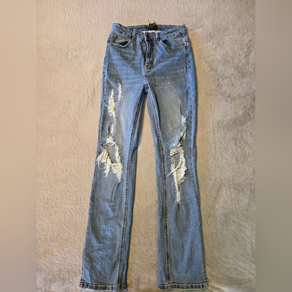Fashion Nova "Killing 'Em Kindly" Jeans Medium Blue Wash-size 7